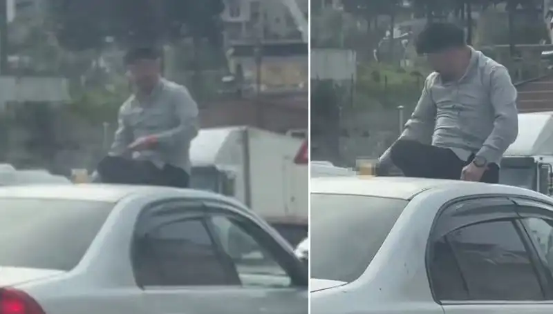 Trafikte Pes Dedirten Olay: Otomobil Üzerinde Alem Yapanlar!